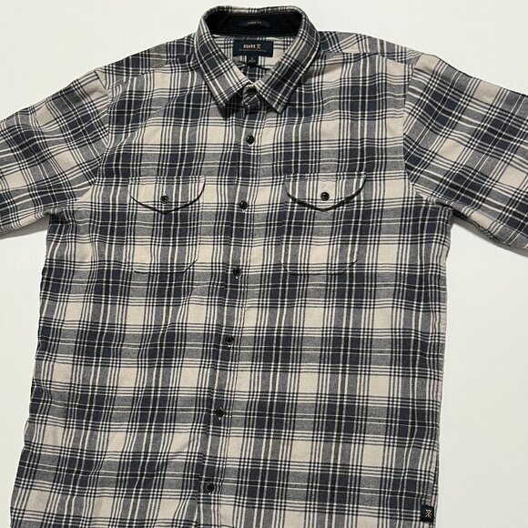 Roark Flannel Shirt Classic Fit Plaid Long Sleeve Gray Blue Men's size Large - Picture 1 of 7